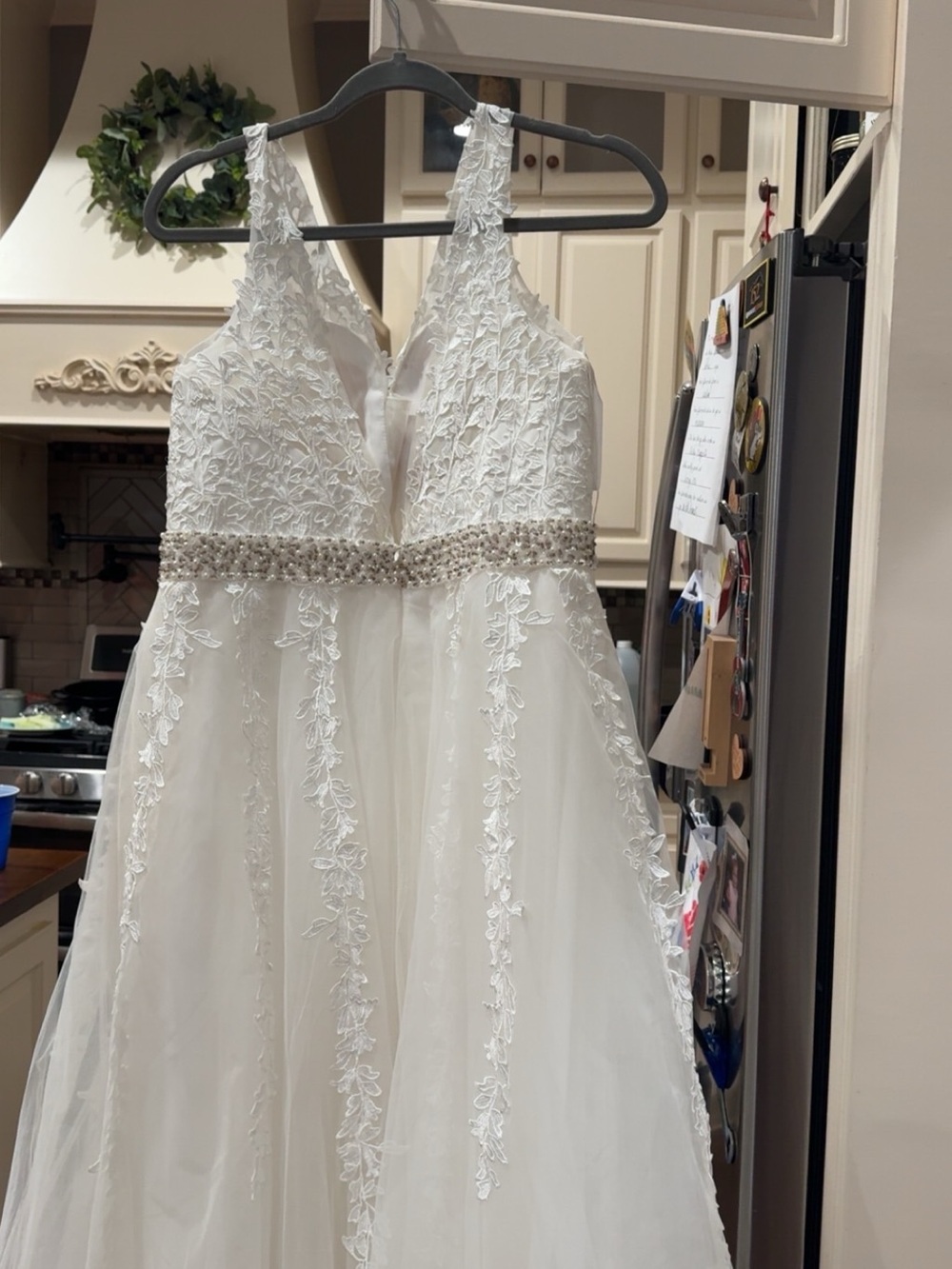 Ivory Beaded V-Neck A-Line Wedding Dress